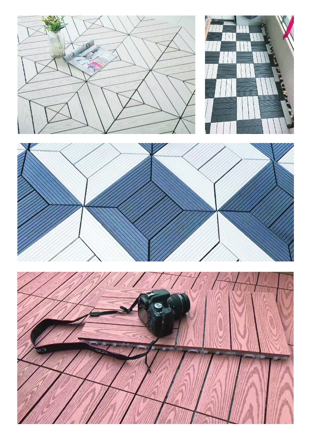 Customized Colour and Design Balcony Swimming Pool Bathroom Indoor Floor Tiles DIY Solid WPC Engineered Flooring Decking Tile