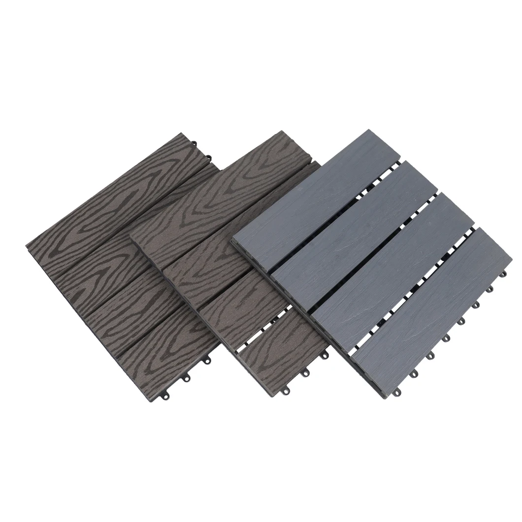 Outdoor Interlock WPC Floor Hollow Tile Deck 300 X 300 X 22 mm Wood Fiber+HDPE Engineered Flooring DIY Waterproof Composite Tile