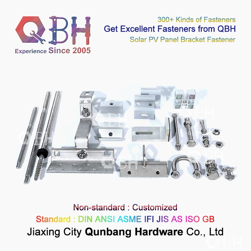 10%off Qbh Hot-Selling Standard &amp; Customized General-Purpose PV Photovoltaic Bracket Tin Roof Aluminum Alloy Solar Bracket Fastener and Stamping Accessories