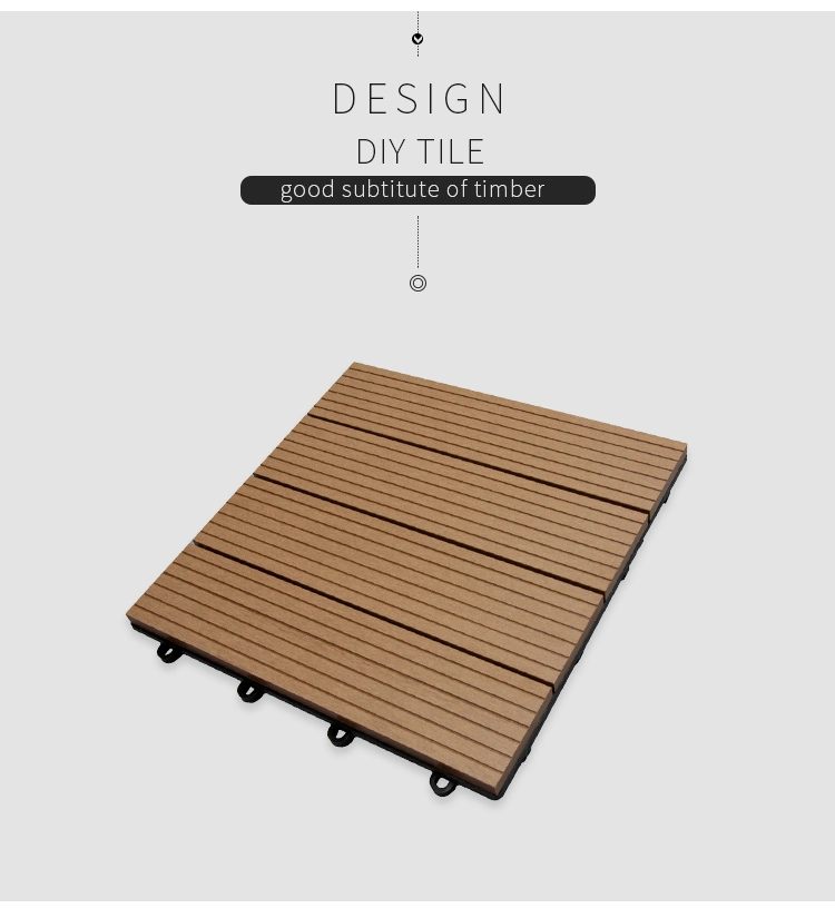 New Style Wood Plastic WPC DIY Floor Boards Interlock Waterproof Outdoor Decking Tile 300*300mm DIY Wood Plastic Composite Hollow Tiles