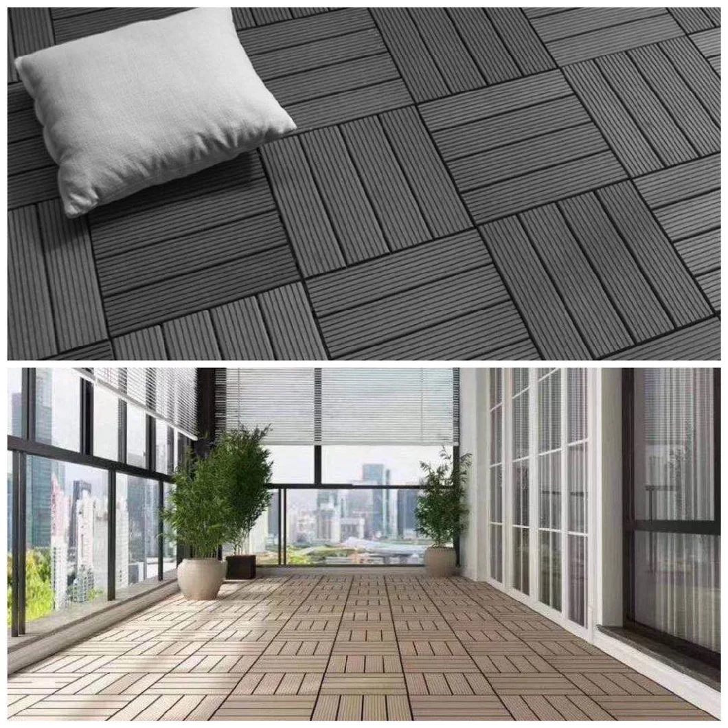 Terrace Wood Plastic WPC DIY Floor Boards Interlock Waterproof Outdoor Decking Tile 300*300mm DIY Wood Plastic Composite Hollow Tiles