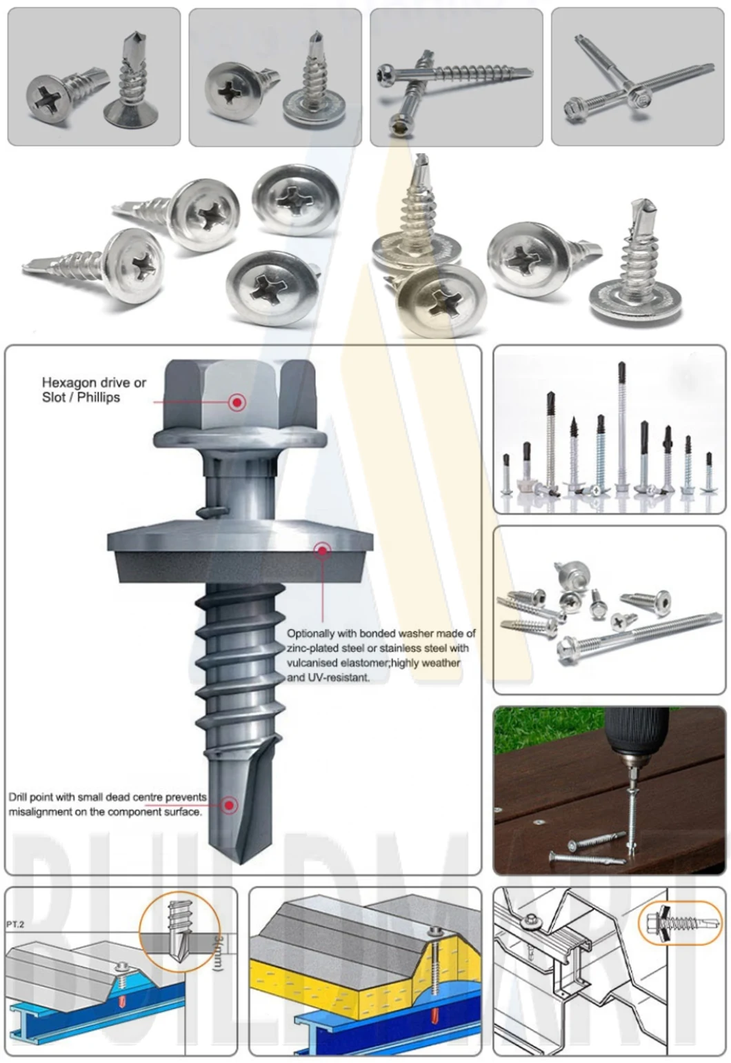 Stainless Steel Truss Head Phillips Driver Self Drilling Screws