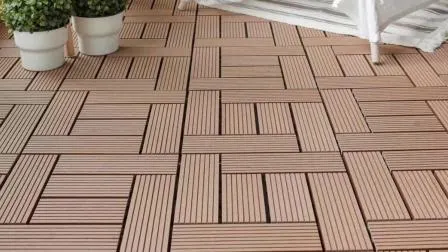 Outdoor Interlock WPC Floor Hollow Tile Deck 300 X 300 X 22 mm Wood Fiber+HDPE Engineered Flooring DIY Waterproof Composite Tile